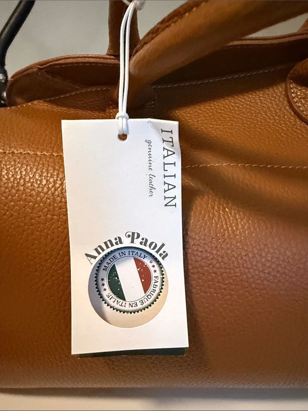 Classic Tan Leather Satchel with Rounded Top Handles